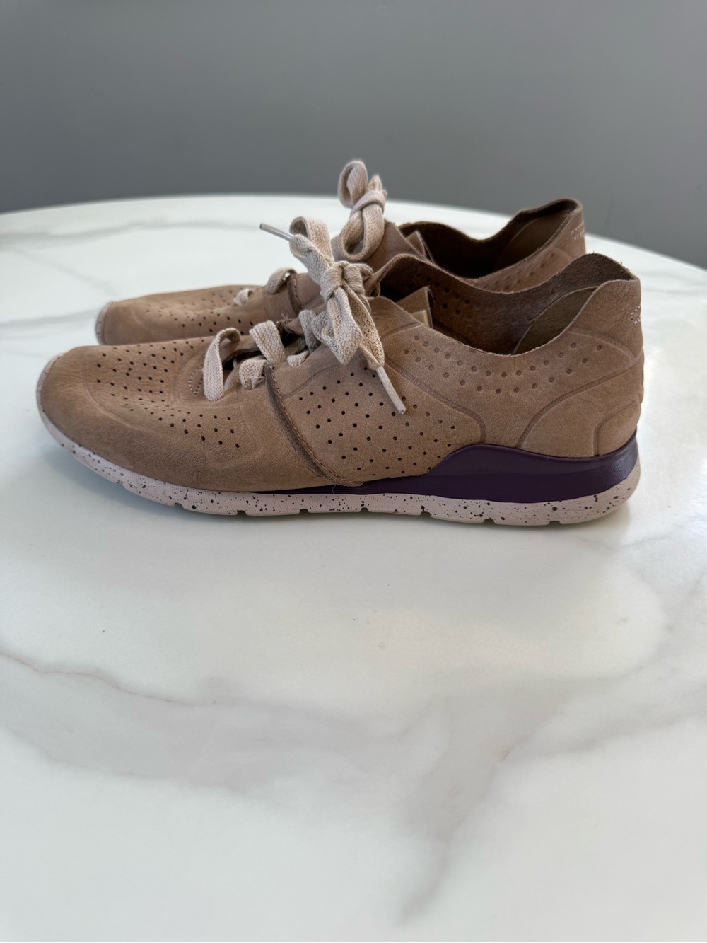 UGG Women's Suede Perforated Lace-Up Sneaker - Taupe